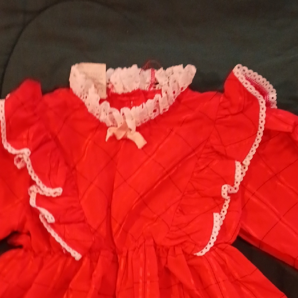 Red Ruffled Baby Dress - Picture 3 of 8